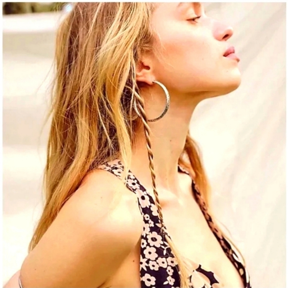 NWT Free People, Thunder Kiss Hoops, Silver - $30 - Picture 2 of 4
